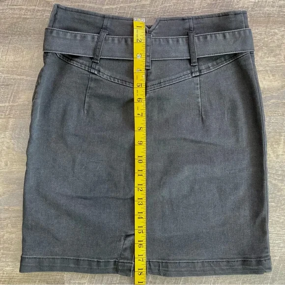 Free People Belted Zip Denim Mini Skirt Size 6 Washed Black Color - Picture 8 of 8